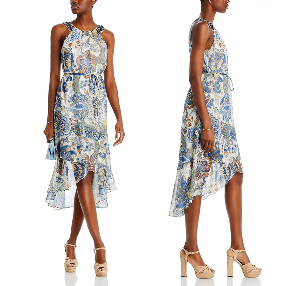 NWT Kobi Halperin Allison Beaded Midi Dress High-Low Floral $598 - Size L - Picture 13 of 16